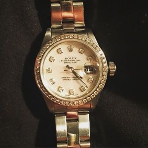 Rolex datejust mother of pearl diamond bezel watch